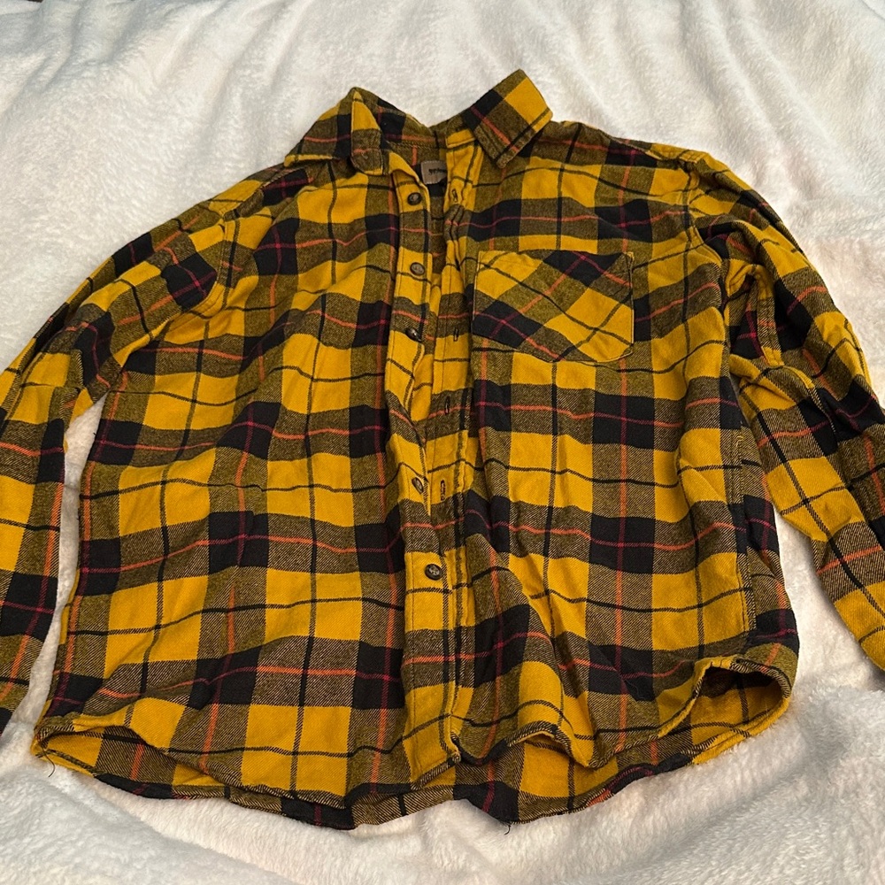 St. John's Bay Mustard and Black Plaid Women’s Shirt